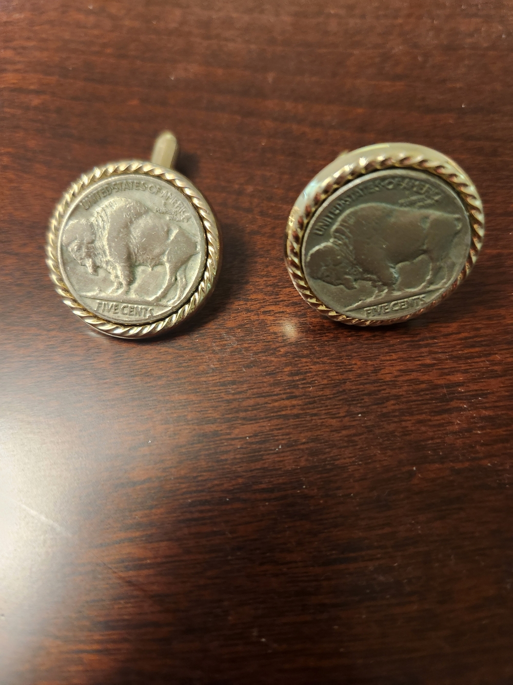 Buffalo Nickel Cufflinks with Rope Edge